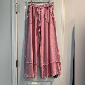 Pink Wide-Leg sweat pants